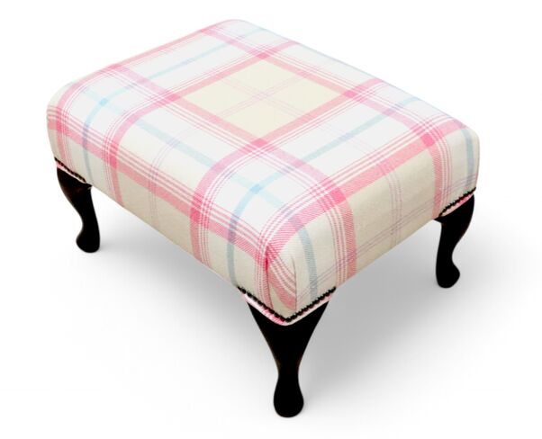 Wing Chair Footstool Balmoral Sorbet Checked P&S Fabric