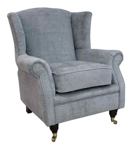 Wing Chair Fireside High Back Armchair Velluto Slate Fabric