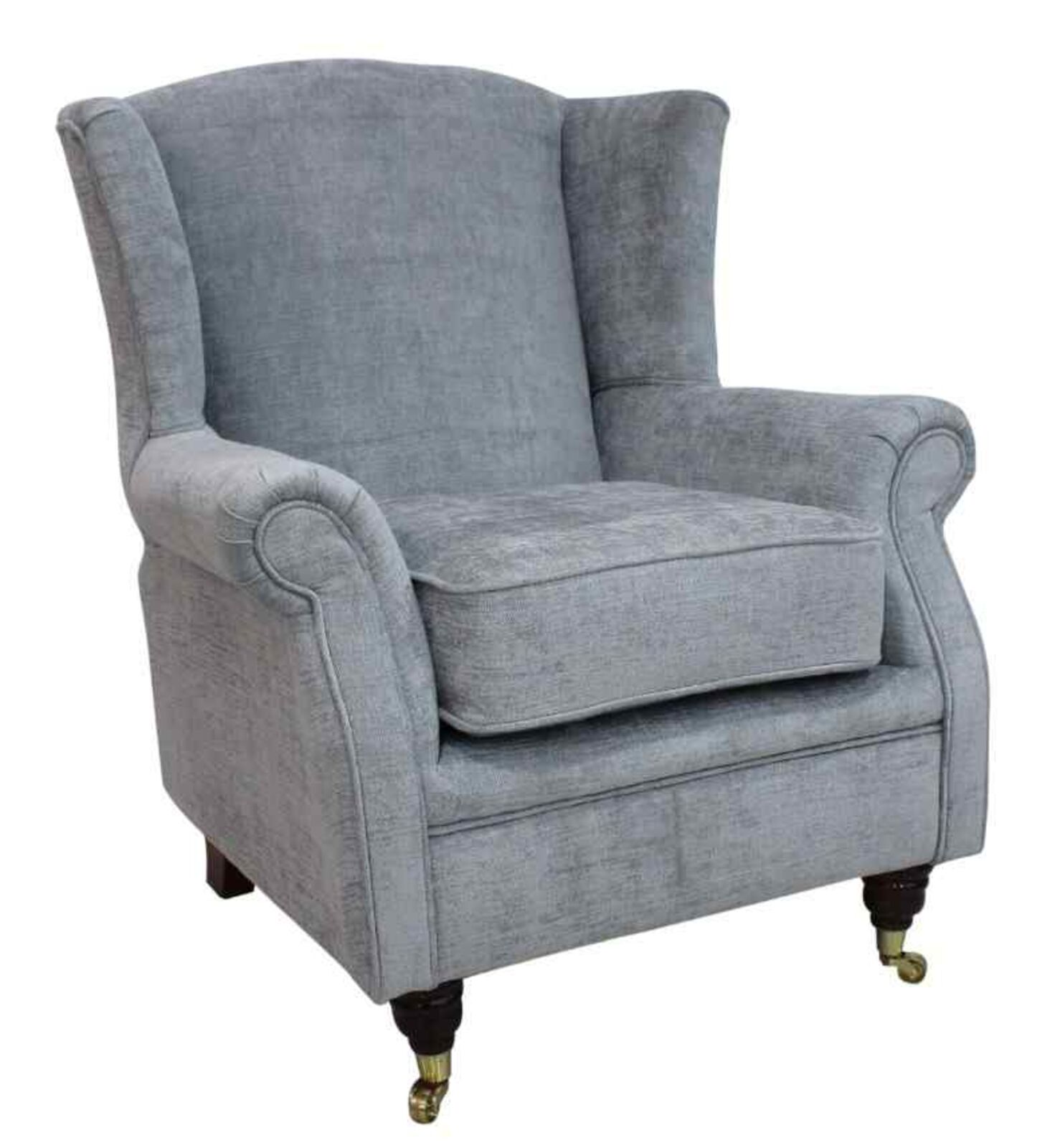 Product photograph of Wing Chair Fireside High Back Armchair Velluto Slate Fabric from Designer Sofas 4U