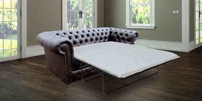 Product photograph of Chesterfield 3 Seater Espresso Brown Faux Leather Sofabed Offer from Designer Sofas 4U