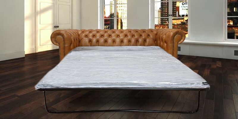 Product photograph of Chesterfield 3 Seater Sofa Bed Old English Tan Leather from Designer Sofas 4U