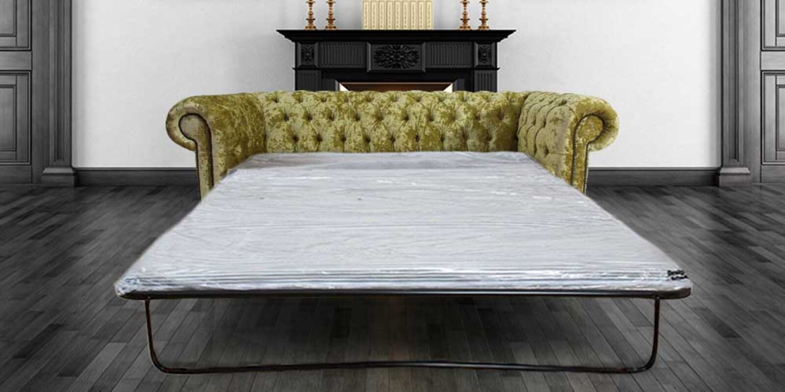 Product photograph of Chesterfield Pull Out Sofa Bed In 3 Seater Senso Chartreuse Amp Hellip from Designer Sofas 4U