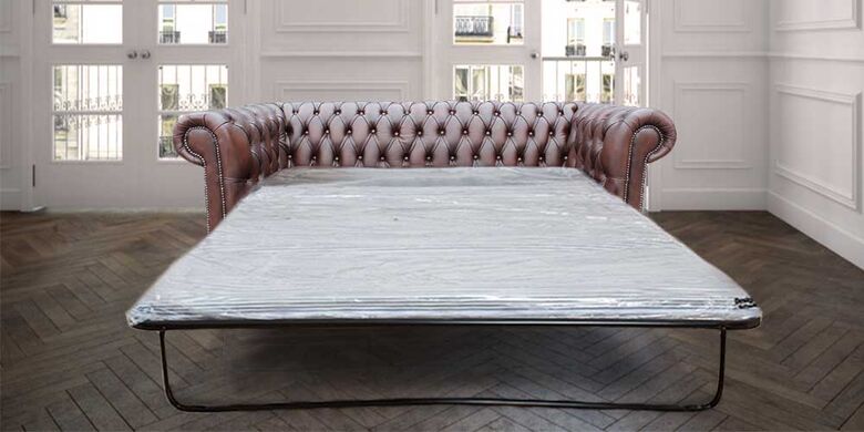 Chesterfield london 3 Seater SofaBed Settee Antique Brown Real Leather