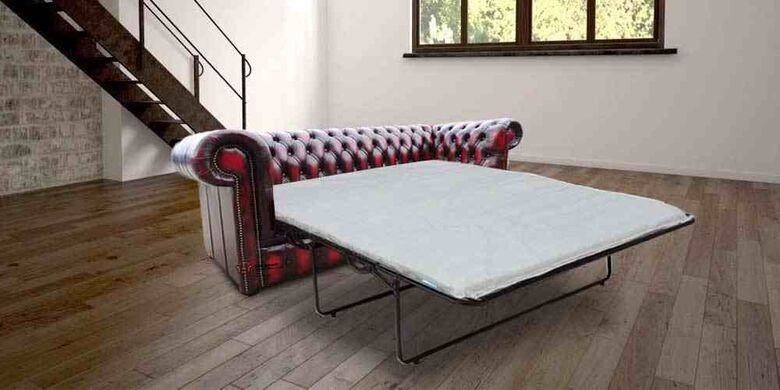 Chesterfield london 3 Seater Antique Oxblood Leather SofaBed Settee Offer