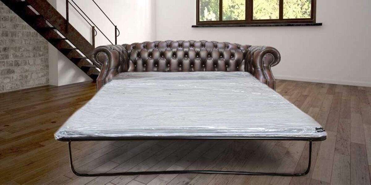 Antique Brown Leather Sofa Bed | Chesterfield Oxley 3 Seater Sale