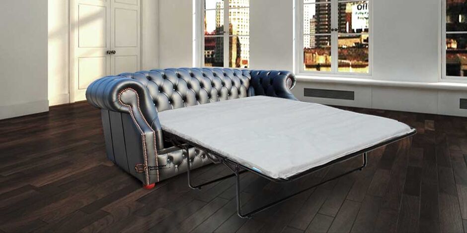Chesterfield Oxley 3 Seater Black Leather Sofa Bed - Exclusive Offer ...