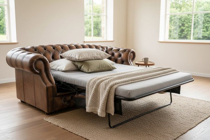 Chesterfield Oxley 3 Seater Antique Gold Leather SofaBed Offer