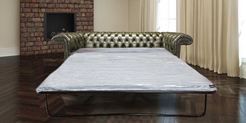 Product photograph of Pull Out Sofa Bed Sale In Antique Green Leather Chesterfield Amp Hellip from Designer Sofas 4U