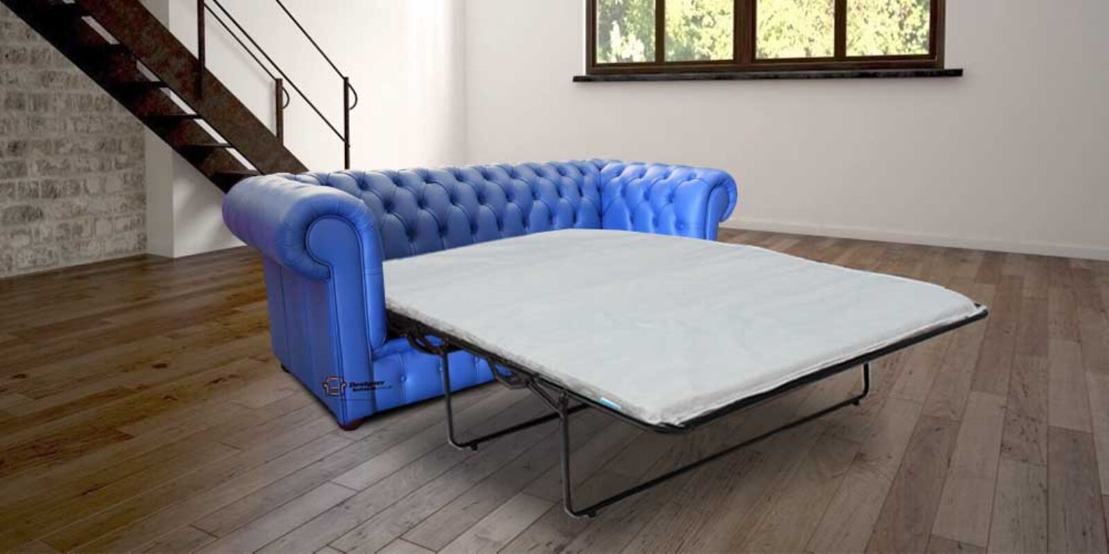 Product photograph of Chesterfield Thomas 3 Seater Settee Deep Ultramarine Blue Amp Hellip from Designer Sofas 4U