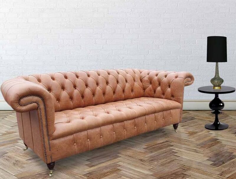 Product photograph of Chesterfield Regency 3 Seater Leather Sofa Old English Saddle from Designer Sofas 4U