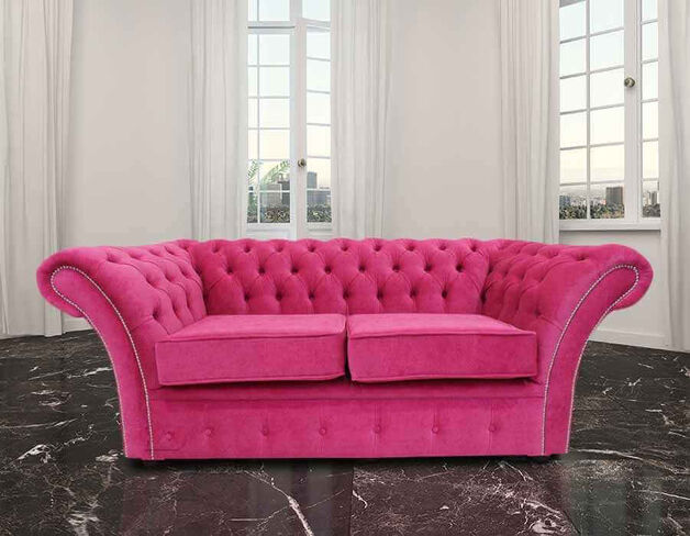 Chesterfield Balmoral 2 Seater Sofa Settee Danza Fuchsia Pink Fabric