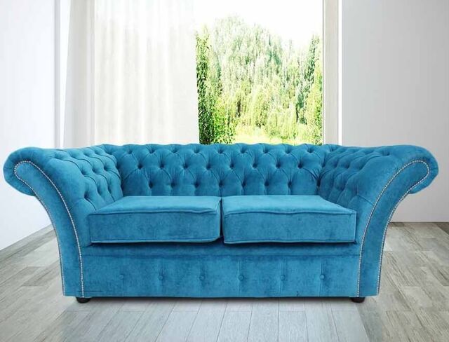 Chesterfield Balmoral 2 Seater Sofa Settee Danza Teal Fabric