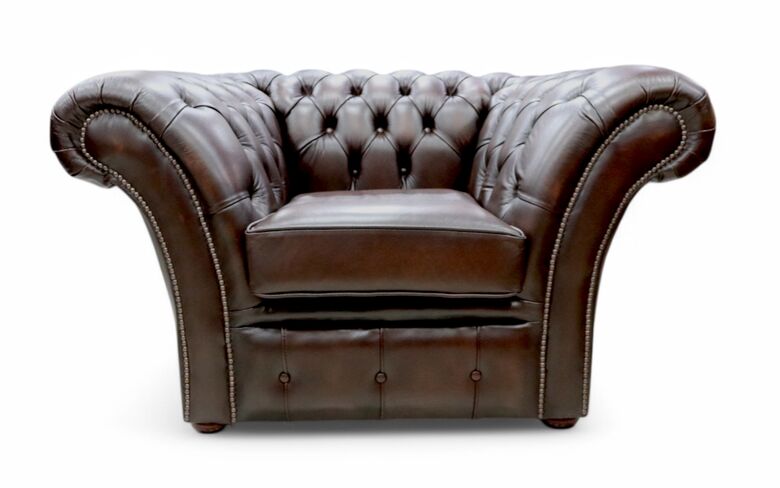Chesterfield Balmoral Club Chair Antique Brown Leather