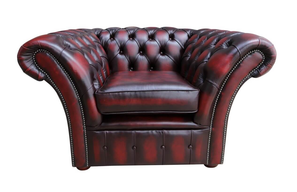 Chesterfield Balm Club Chair, Oxblood Leather Chair