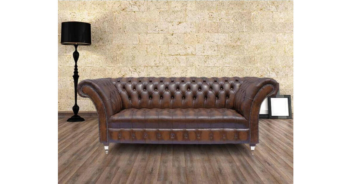 Leather Settee Chesterfield Furniture, Vintage Brown Leather Chesterfield Sofa