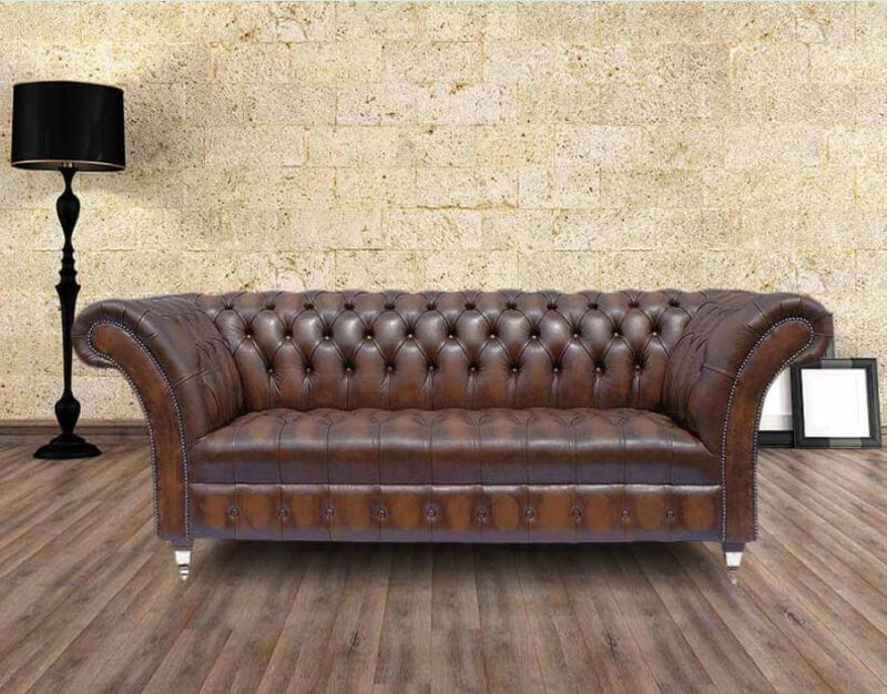 Product photograph of Chesterfield 3 Seater Balston Leather Sofa Antique Brown from Designer Sofas 4U