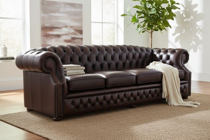 Chesterfield Buckingham 4 Seater Antique Brown Leather Sofa Offer