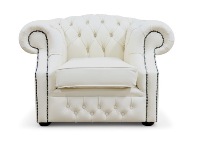 Chesterfield Buckingham Club Chair Cottonseed Cream Leather