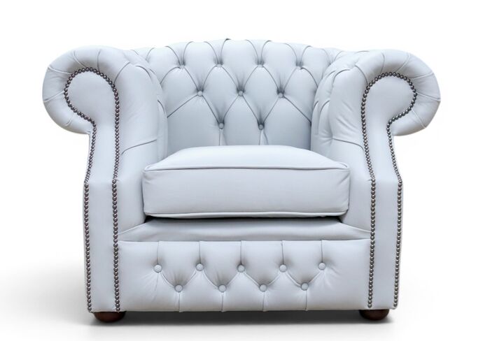 Chesterfield Buckingham Club Chair Silver Grey Leather