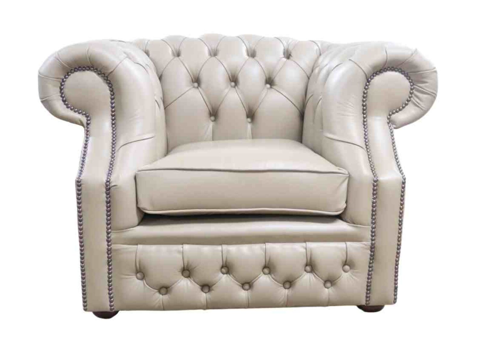 Product photograph of Chesterfield Buckingham Club Chair Vele Pebble Leather from Designer Sofas 4U