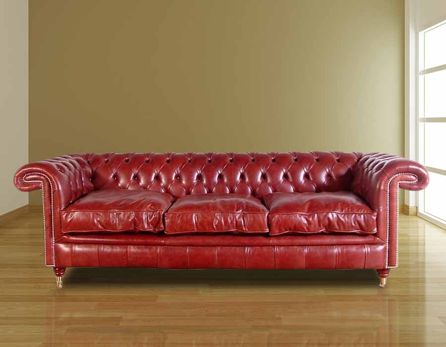 Leather 3 Seat Settee Uk, Leather Chesterfield Suites Uk