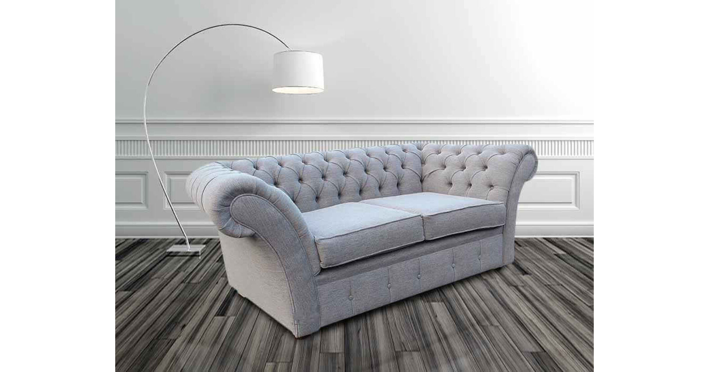 Buy silver fabric Chesterfield sofas UK DesignerSofas4U
