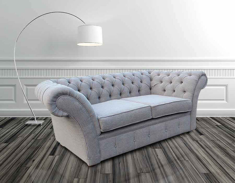 Product photograph of Chesterfield Cambridge 2 Seater Sofa Settee Verity Plain Silver from Designer Sofas 4U