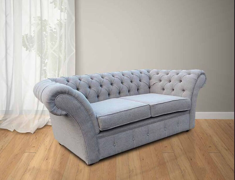 Product photograph of Chesterfield Drummond 2 Seater Sofa Settee Verity Plain Silver from Designer Sofas 4U