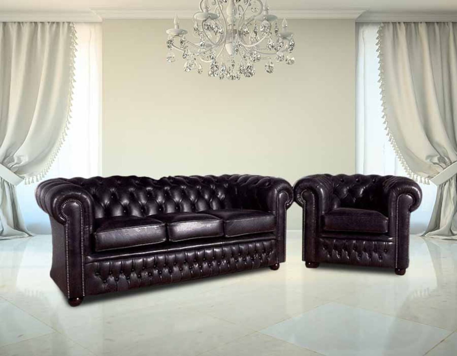 Product photograph of Chesterfield Egerton Classic Sofa 3 1 Club Chair Suite Leather Suite Designersofas4u from Designer Sofas 4U
