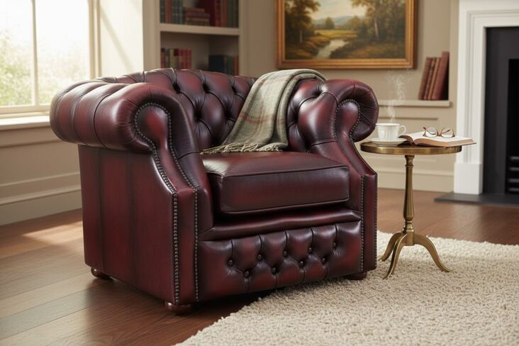 Chesterfield Oxford Club ArmChair Antique Oxblood Red Leather