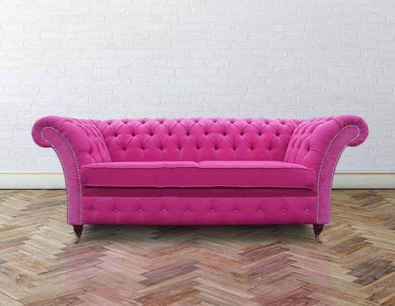 Product photograph of Chesterfield Belmont 3 Seater Pink Fuchsia Fabric Sofa from Designer Sofas 4U