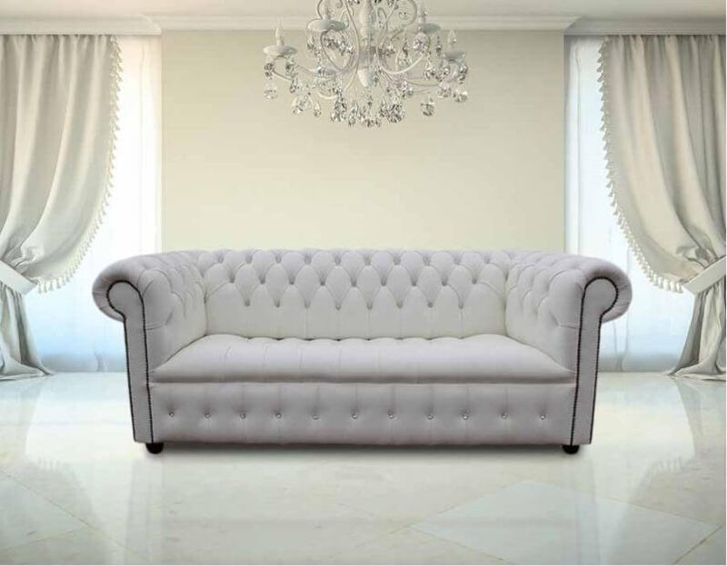 Product photograph of Chesterfield Crystal Diamond Diamante Crystal White Leather Amp Hellip from Designer Sofas 4U