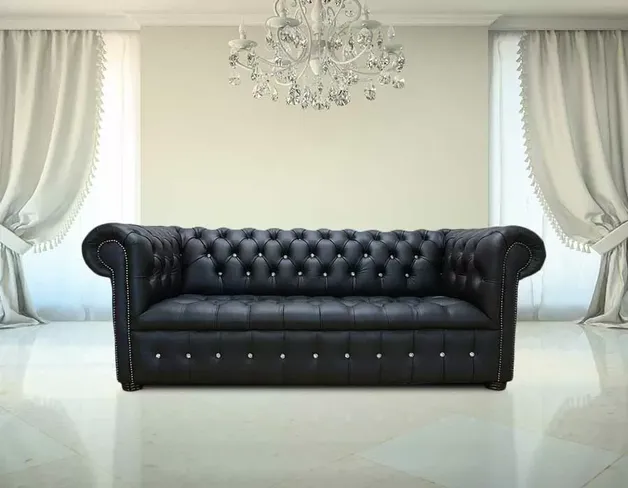 Chesterfield 3 Seater Crystal Diamond Leather Sofa Offer