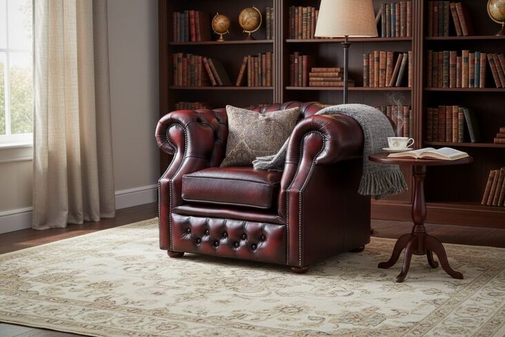 Rub Off Antique Oxblood Leather Chesterfield Oxley Club ArmChair | DesignerSofas4U