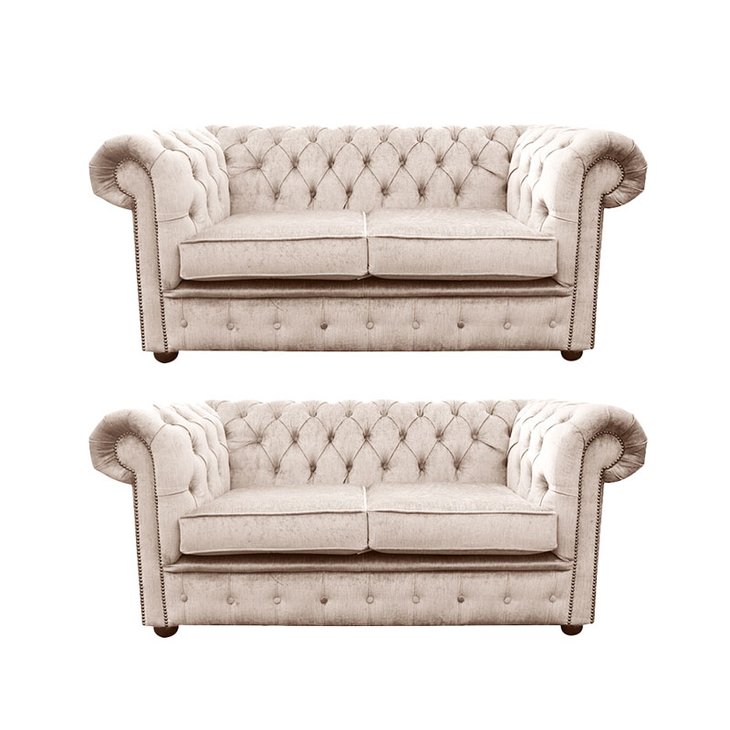 Product photograph of Chesterfield 2 Seater 2 Seater Settee Harmony Ivory Velvet Amp Hellip from Designer Sofas 4U