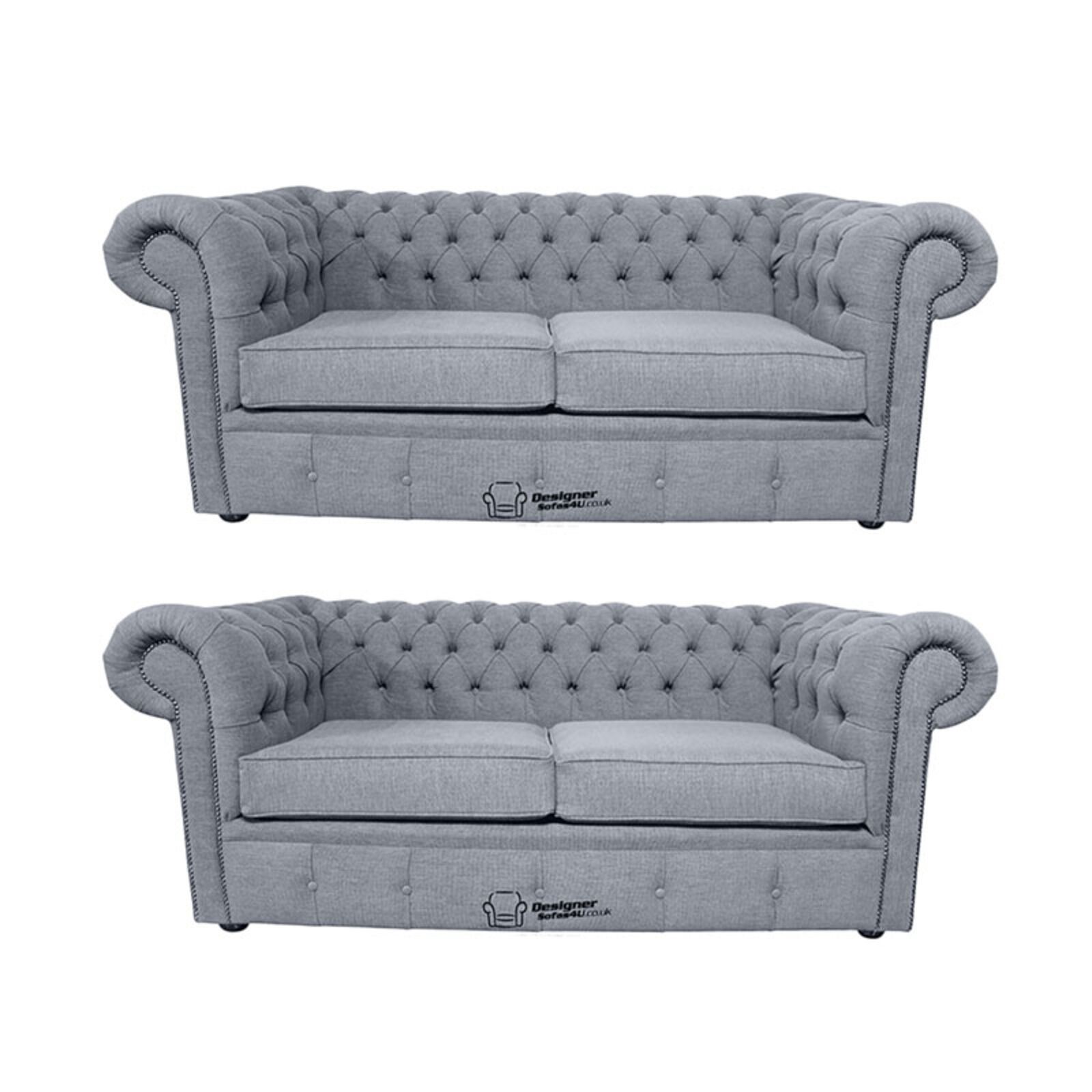 Product photograph of Chesterfield 2 Seater 2 Seater Settee Verity Plain Steel Fabric Sofa Suite Offer from Designer Sofas 4U