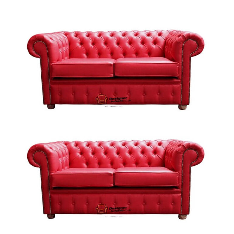 Product photograph of Chesterfield 2 2 Old English Gamay Red Sofa Offer from Designer Sofas 4U