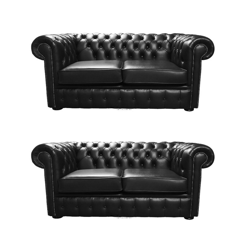 Product photograph of Chesterfield 2 2 Old English Black Sofa Offer from Designer Sofas 4U