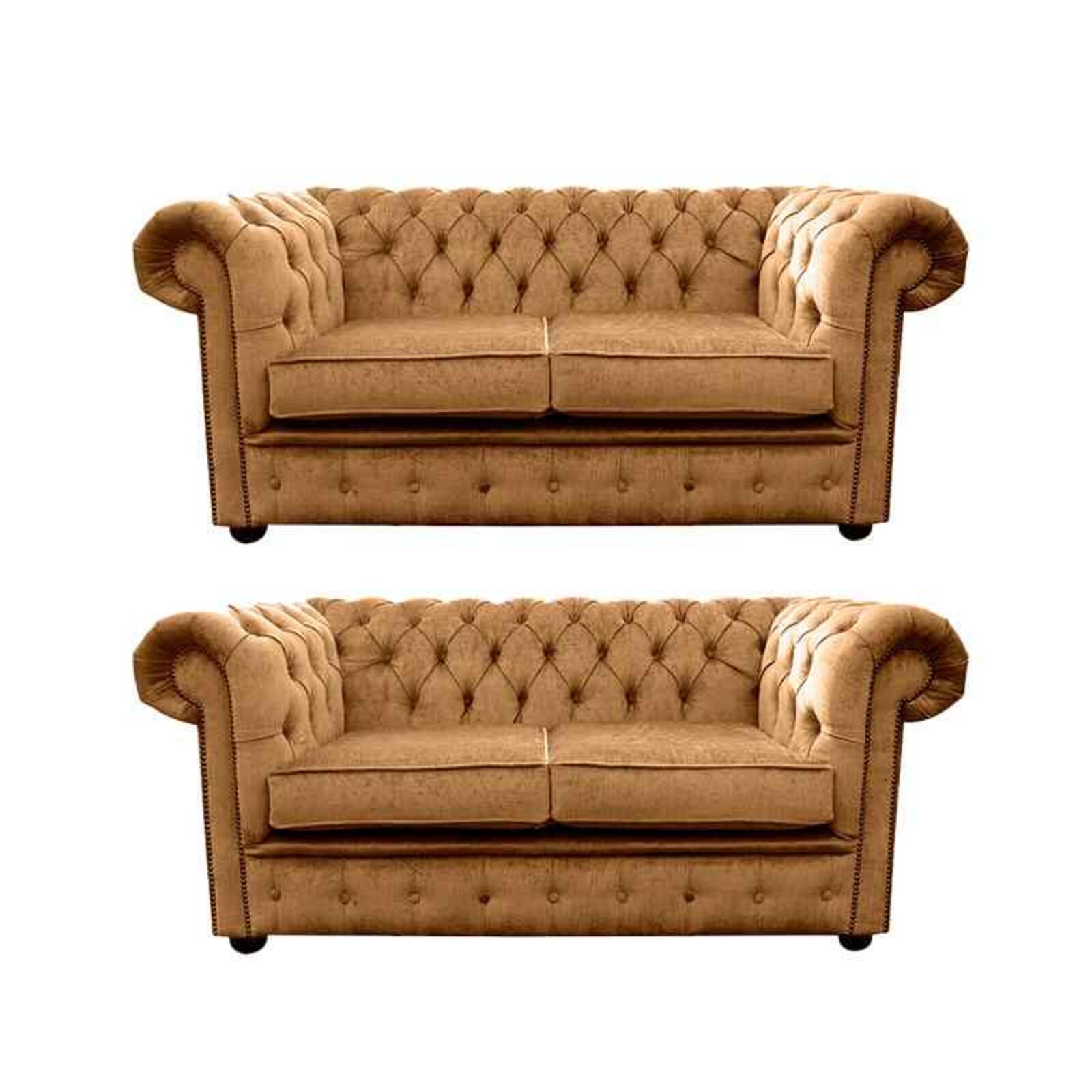 Product photograph of Chesterfield 2 Seater 2 Seater Settee Harmony Gold Velvet Sofa Suite Offer from Designer Sofas 4U
