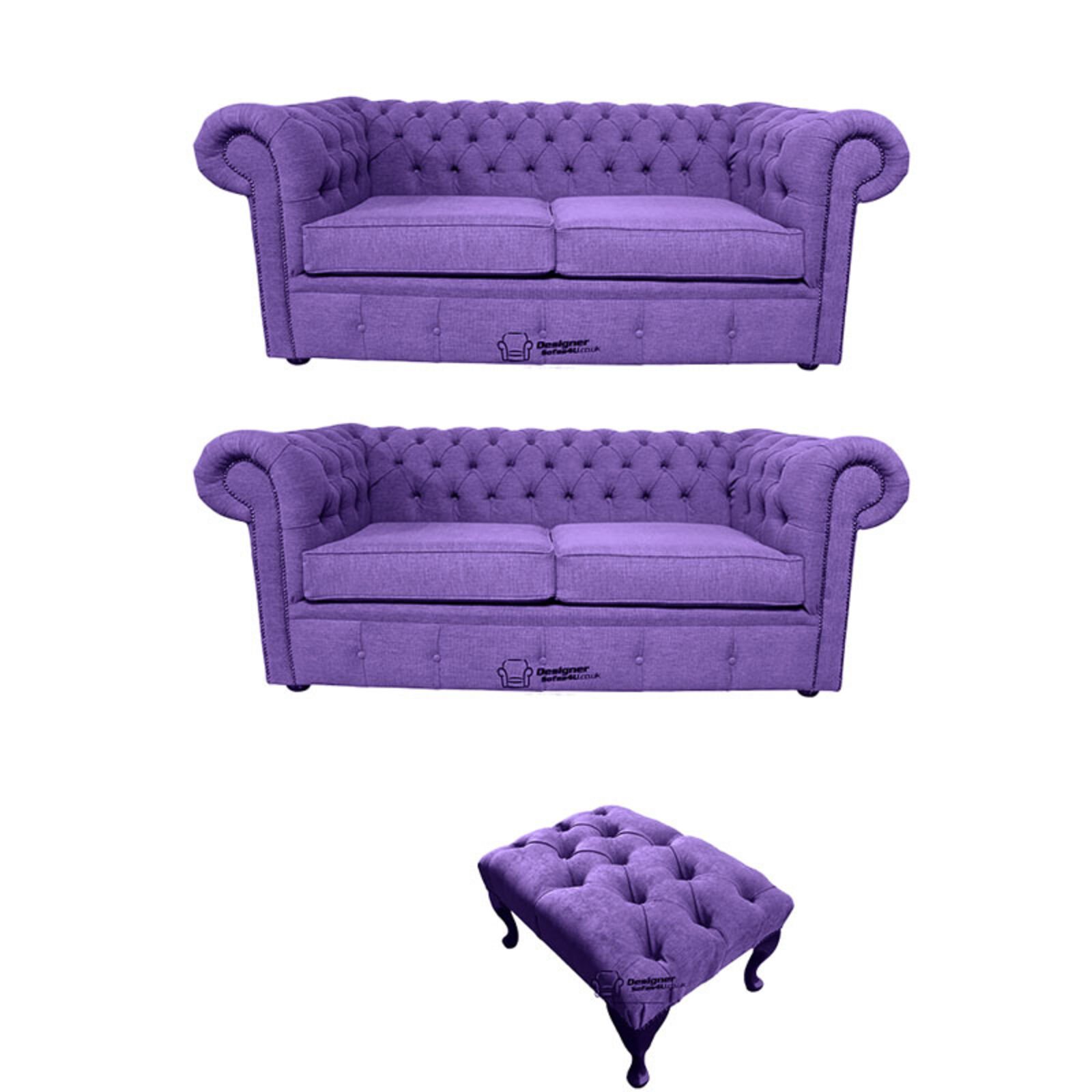 Product photograph of Chesterfield 2 Seater 2 Seater Footstool Verity Purple Fabric Sofa Suite Offer from Designer Sofas 4U