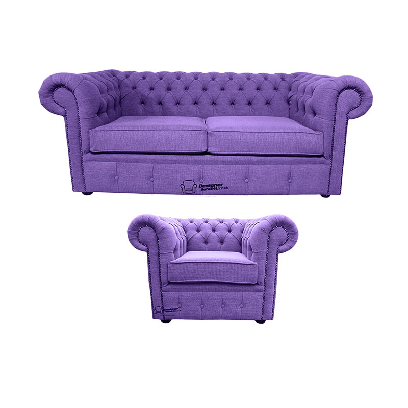 Product photograph of Chesterfield 2 Seater Club Chair Verity Purple Fabric Sofa Amp Hellip from Designer Sofas 4U