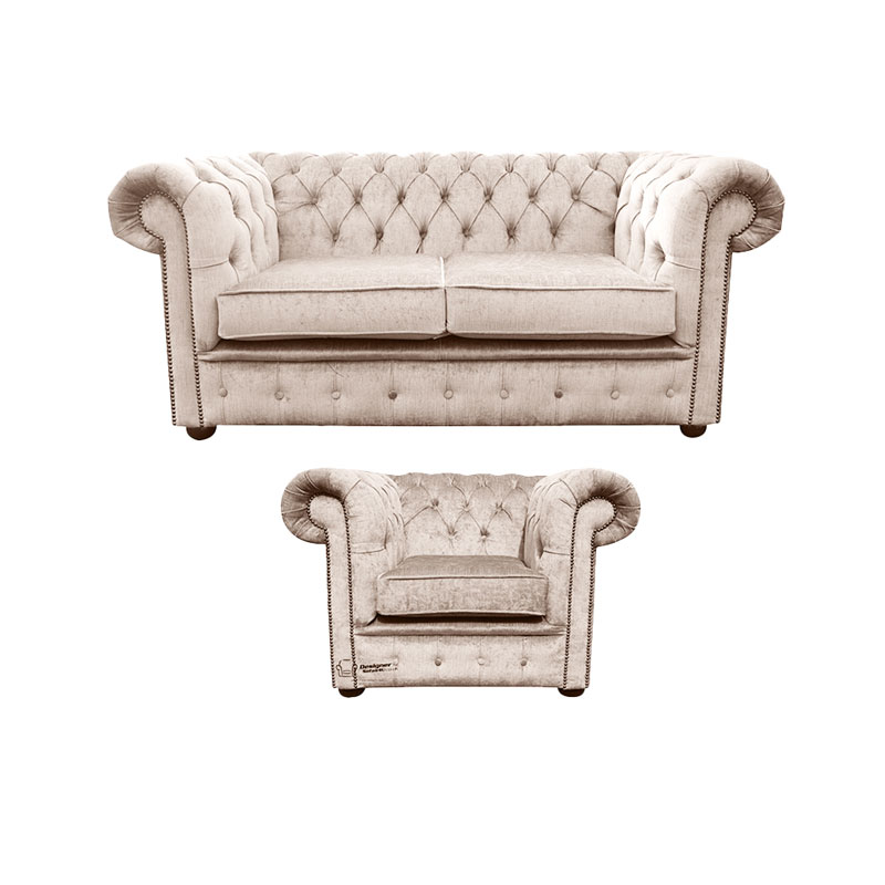 Product photograph of Chesterfield 2 Seater Club Chair Harmony Ivory Velvet Sofa Amp Hellip from Designer Sofas 4U