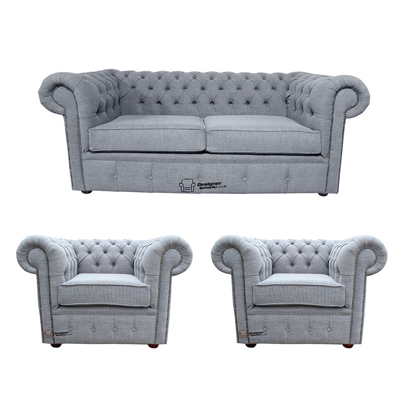 Product photograph of Chesterfield 2 Seater 2 X Club Chairs Verity Plain Steel Amp Hellip from Designer Sofas 4U