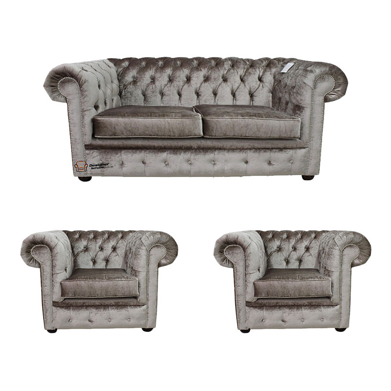 Product photograph of Chesterfield 2 Seater 2 X Club Chairs Boutique Beige Velvet Amp Hellip from Designer Sofas 4U