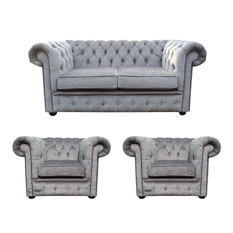 Product photograph of Chesterfield 2 Seater 2 X Club Chairs Perla Illusions Amp Hellip from Designer Sofas 4U