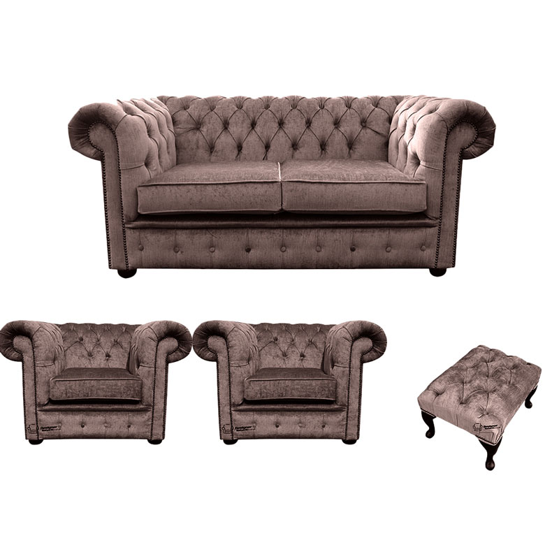Product photograph of Chesterfield 2 Seater 2 X Club Chairs Footstool Amp Hellip from Designer Sofas 4U