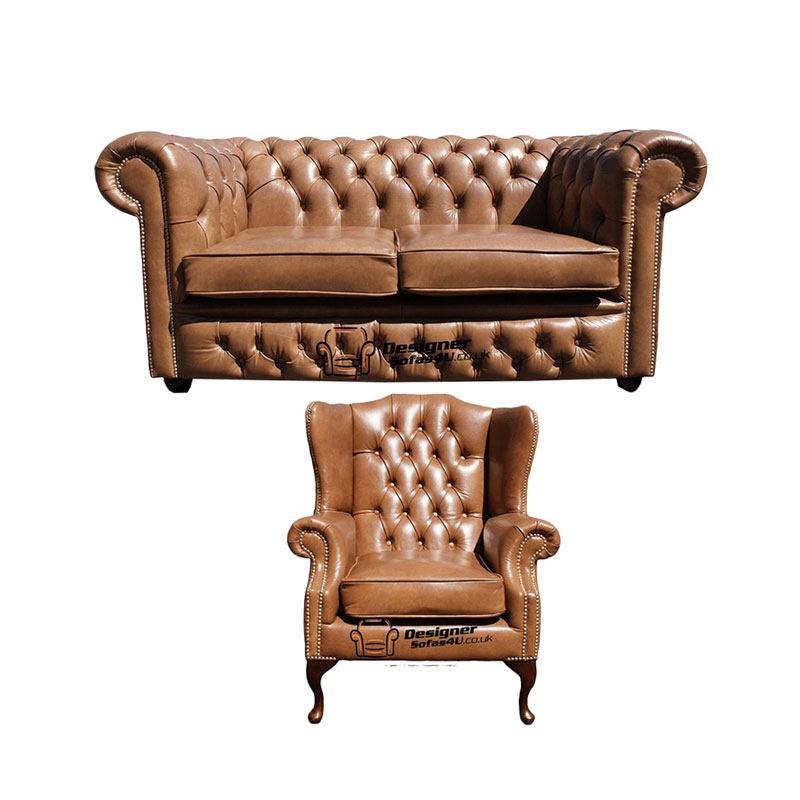 Product photograph of Chesterfield Heaton 2 Seater Sofa Mallory Wing Chair Old Amp Hellip from Designer Sofas 4U