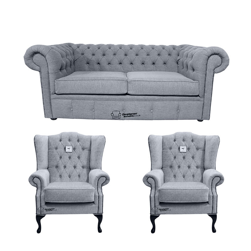Product photograph of Chesterfield 2 Seater Sofa 2 X Mallory Wing Chair Verity Amp Hellip from Designer Sofas 4U