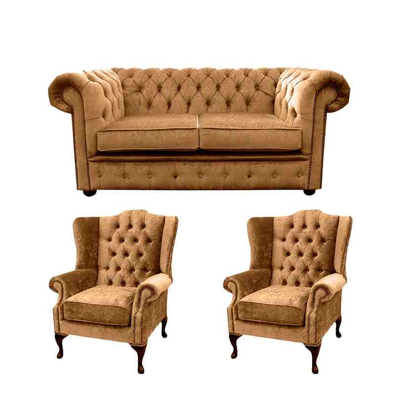 Product photograph of Chesterfield 2 Seater Sofa 2 X Mallory Wing Chairs Harmony Amp Hellip from Designer Sofas 4U