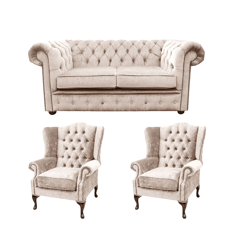 Product photograph of Chesterfield 2 Seater Sofa 2 X Mallory Wing Chair Harmony Amp Hellip from Designer Sofas 4U